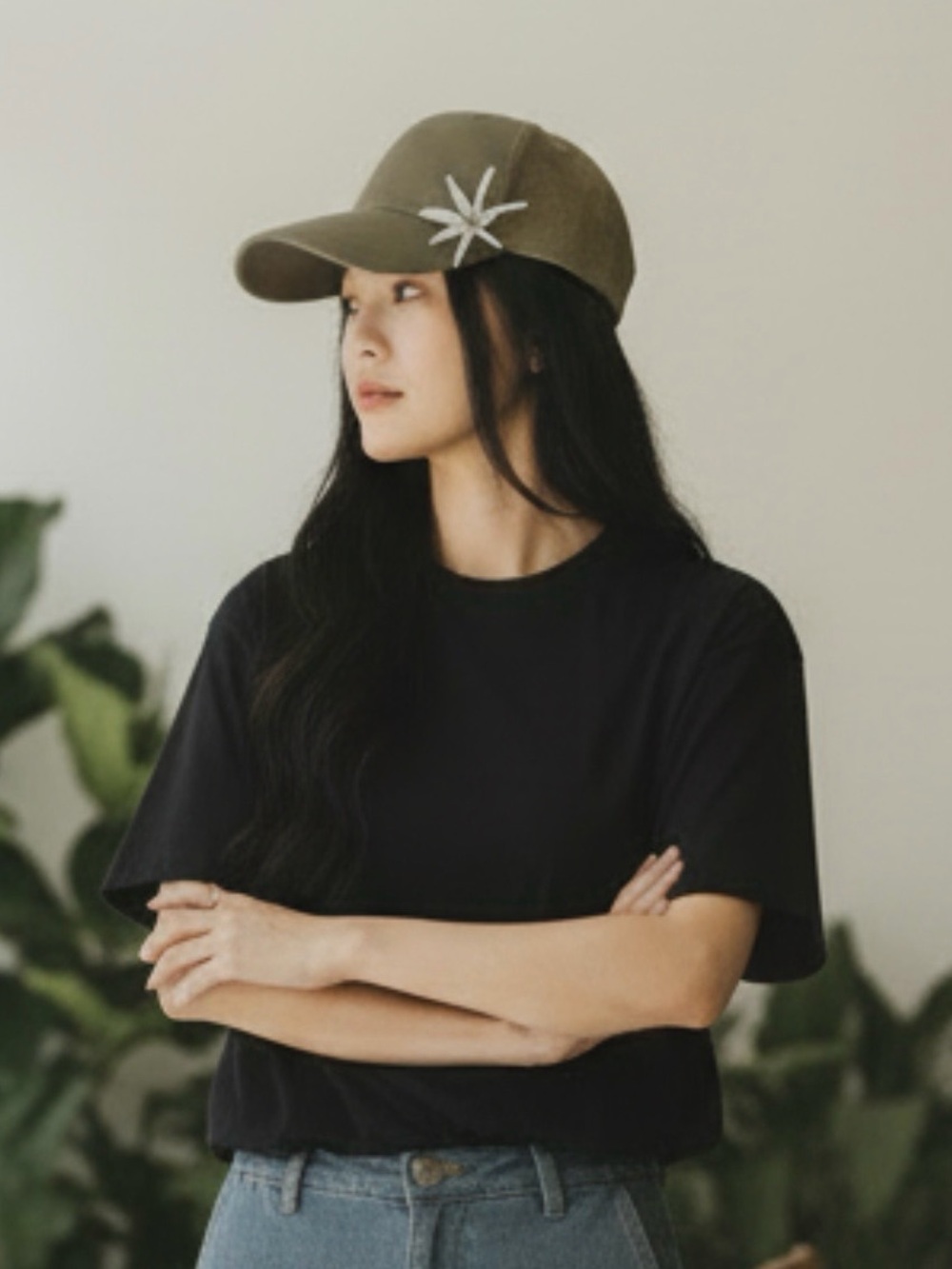 Hawaiian tiare flower trucker hat made in Hawaii tan color.